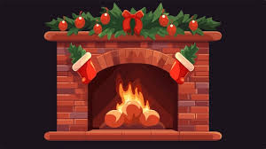 Modern Flat Design Brick Fireplace Icon