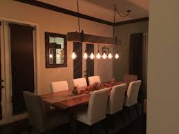 reclaimed wood beam chandelier with