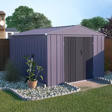 8 Ft W X 10 Ft D Metal Outdoor Storage Shed 80 Sq Ft Gray