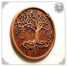Wood Carving Picture Yggdrasil Ravens