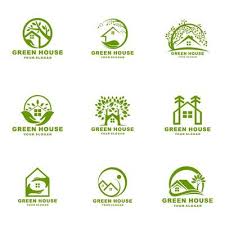 Green House Logo Vector Art Icons And