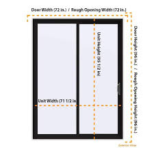 72 In X 96 In V 4500 Contemporary Black Finishield Vinyl Right Hand Full Lite Sliding Patio Door W White Interior