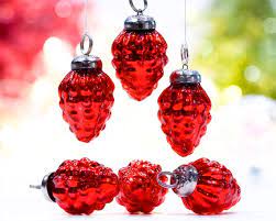 Mercury Glass Red Pinecone Ornaments