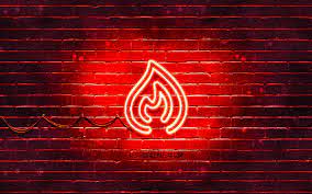 Fire Neon Icon Red Background Neon
