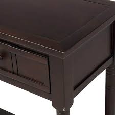 Harper Bright Designs 36 In Espresso Standard Rectangle Wood Console Table With 2 Drawers Brown