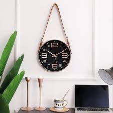 Hanging Wall Clock W Leather Belt Wall