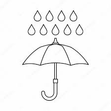 Umbrella And Rain Icon Outline Style