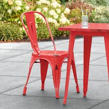 Distressed Ruby Red Outdoor Cafe Chair