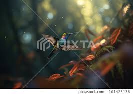 Peaceful Hummingbird Perching On A