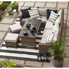 Outdoor Wicker Sectional Dining Set