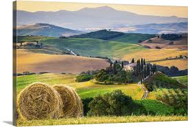 Orcia Valley Tuscany Italy Large Solid Faced Canvas Black Floating Frame Wall Art Print Great Big Canvas