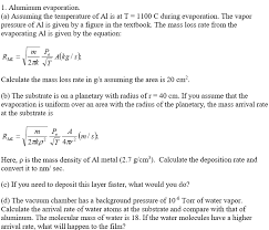 1 Aluminum Evaporation A Assuming