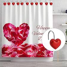 Red Heart Shaped Shower Curtain Hooks