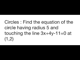 Equation Of The Circle Having Radius