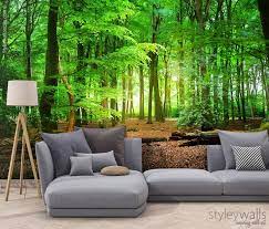 Green Forest Mural Wallpaper Trees