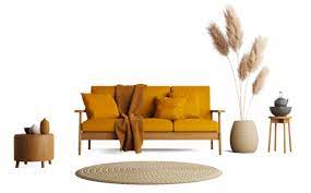 Yellow Sofa And Dried Plants 19634931 Png