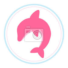 Cute Pink Dolphin Icon Marine Animal