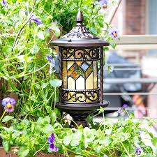 Geometric Stained Glass Outdoor Lantern