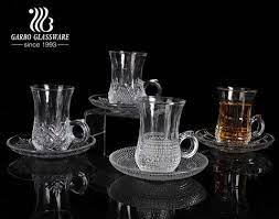 Clear Engraved Glass Tea Cup