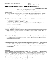 4 Chemical Equations And Stoichiometry