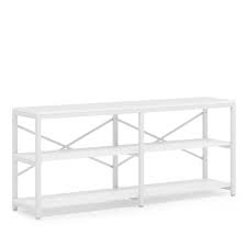 Bulgari 70 9 In White Console Table Sofa Table With 3 Open Storage Shelves