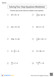And Subtraction Equations Worksheet