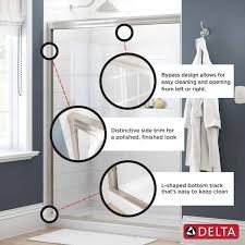 Delta Simplicity 48 In X 70 In Semi Frameless Traditional Sliding Shower Door In Chrome With Niebla Glass 2422348