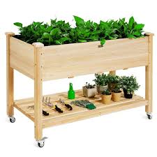 Gymax Raised Garden Bed Wood Elevated