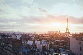 Paris France Eiffel Tower At Sunset