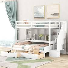 Twin Xl Over Full Bunk Bed W Built In