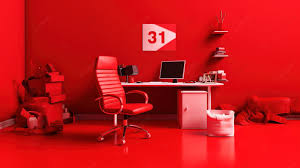 Monochrome Red 3d Icon Of A Desk Chair