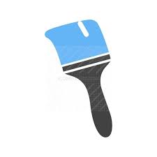 Thick Paint Brush Blue Black Icon