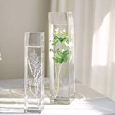 12 Pcs 14 Inch Tall Clear Glass Square