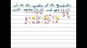 Write Equation Of Quadratic With Vertex