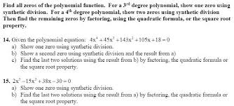 Zeros Of The Polynomial Function