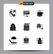 Modern Set Of 9 Solid Glyphs And