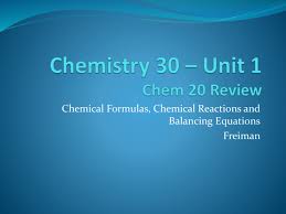 Chemistry 30 Unit 1 Chem 20 Review