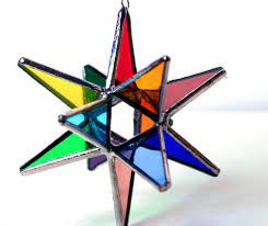 Stained Glass Rainbow Moravian Star For
