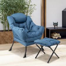 Honey Joy Blue Lazy Chair With Ottoman