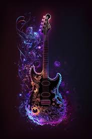 Abstract Neon Light Electric Guitar