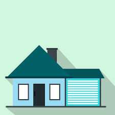 Garage Flat Icon On A Light Blue Background