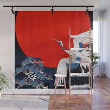Japanese Pop Icon White Crane Wall