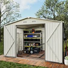 D Gray Metal Storage Shed