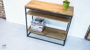 Oak Industrial Hallway Table With Shelves