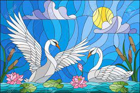 Swans In The Pond Stained Glass Icon