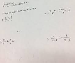 Solved Pre Calculus W S Solving