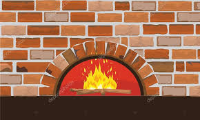 Firewood Oven On Brick Wall Flat And