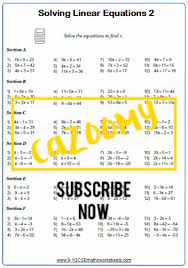 Linear Equations Worksheets Practice