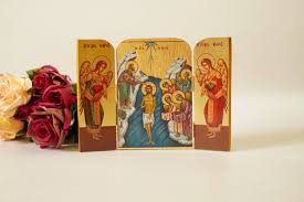 Orthodox Triptych Wooden Icon With