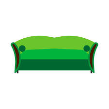 Sofa Green Front View Vector Flat Icon